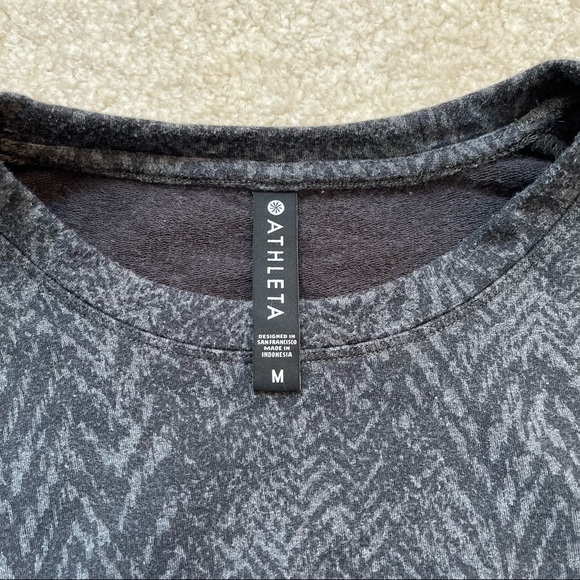 Athleta Studio to Street Pullover Sheatshirt Womens Medium M Crew Splatter Gray - Picture 3 of 9